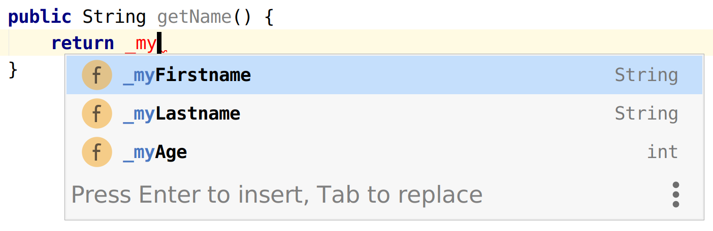 Demonstration of IntelliJ basic completion
